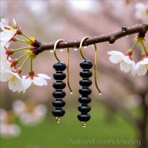 Black Onyx ~ Beaded Stick Earrings! Lightweight, Elegant, Versatile, Sexy + Chic